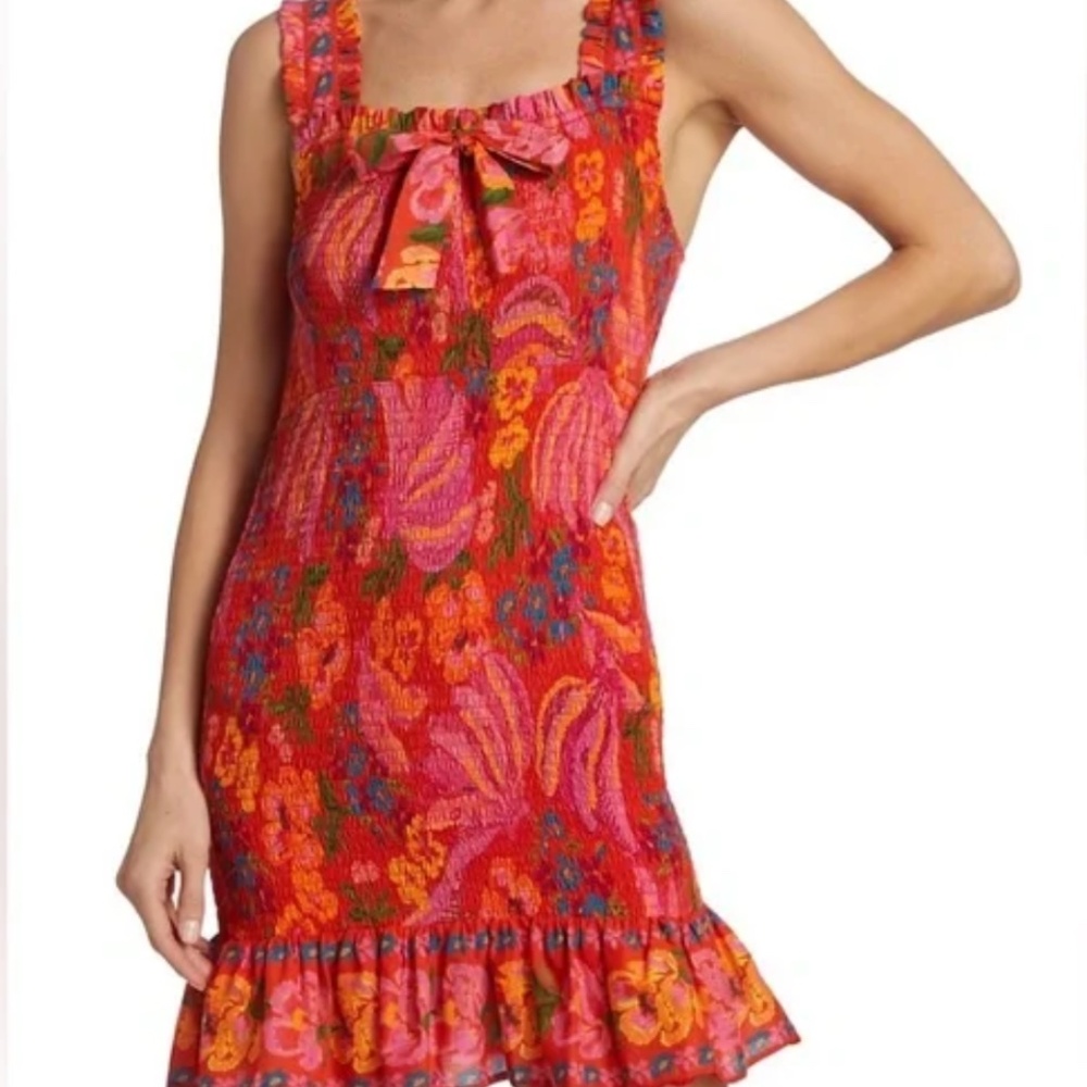 Farm Rio Red Spring Bananas Mini Dress Size Small - Picture 2 of 7